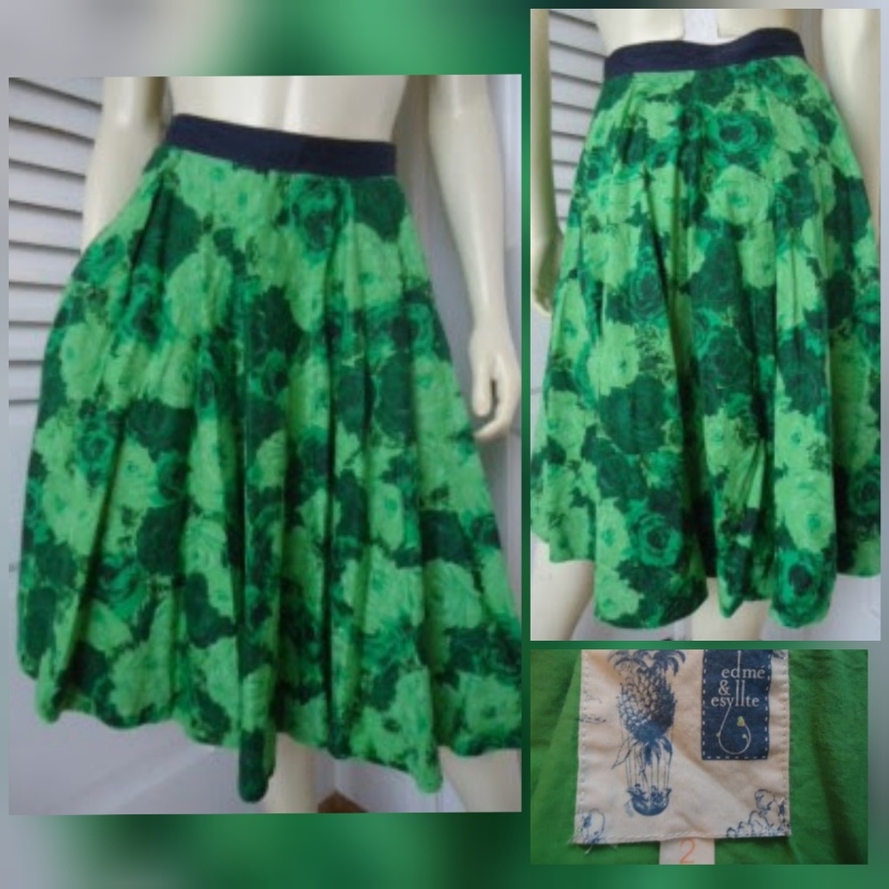 Edme & Esyllte Anthro Skirt 2 Cotton Floral Pocket - Picture 2 of 2